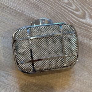 Whiting & Davis Silver Grid Mesh Evening Clutch